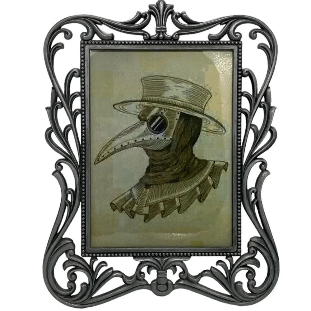 Reproduction Plague Mask Photo in Metal Frame
